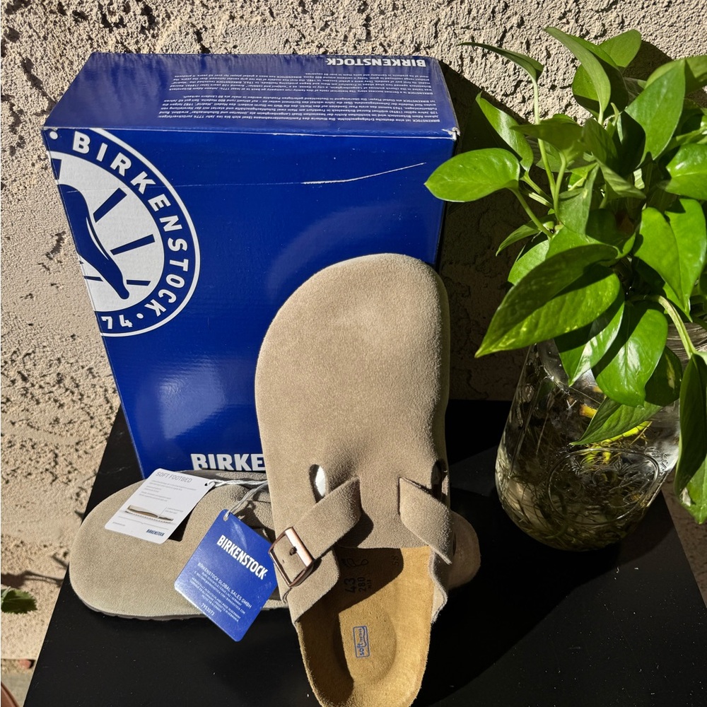 Brand New Birkenstock Boston Clogs – Taupe Suede – Size 43 (size 10) Regular Fit